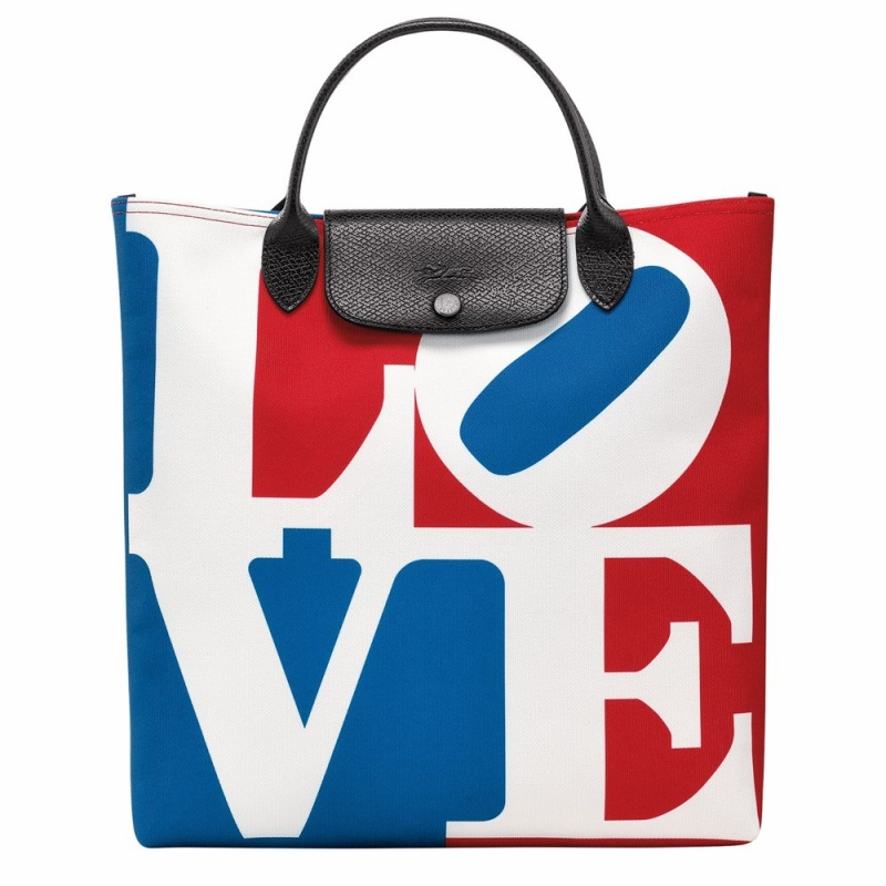 White Red Longchamp Longchamp X Robert Indiana L Men's Handbags